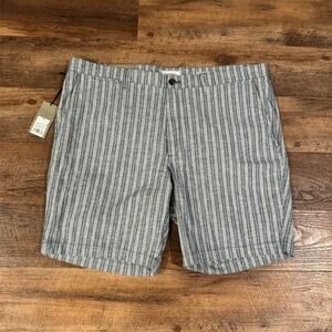 NEW Goodfellow & Co Blue Striped Chino Linden Shorts Size 42 Cotton Linen Blend